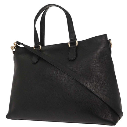 Gucci Black Leather Bamboo Tassel Tote 2way Shoulder Handbag