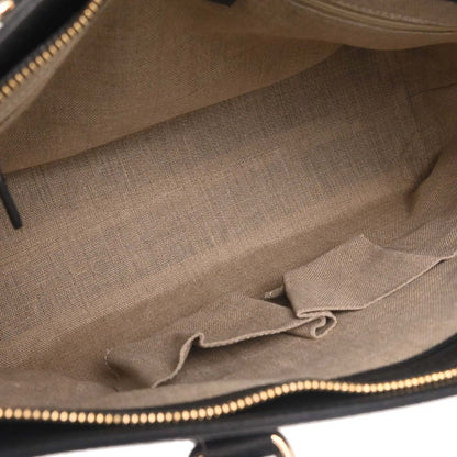Gucci Black Leather Bamboo Tassel Tote 2way Shoulder Handbag