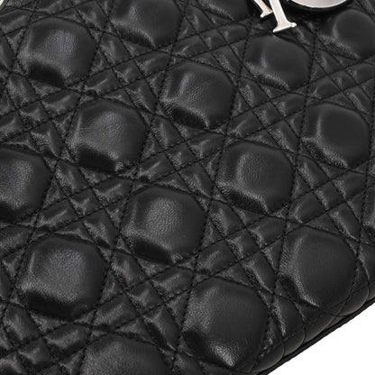 Christian Dior Black Lambskin Lady Dior Cannage 2way Shoulder Handbag