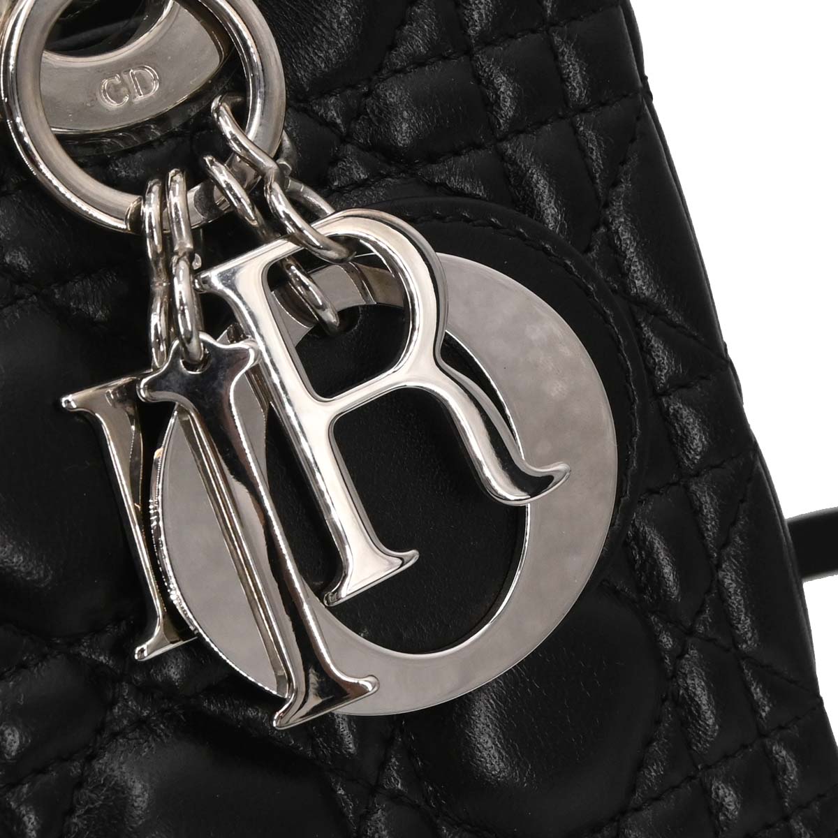 Christian Dior Black Lambskin Lady Dior Cannage 2way Shoulder Handbag