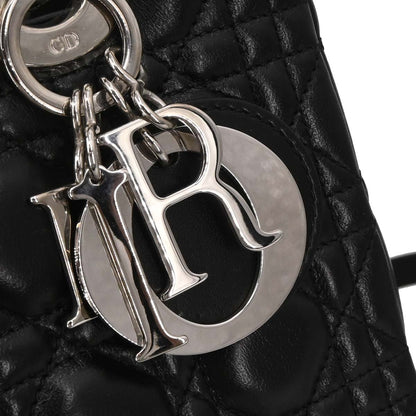 Christian Dior Black Lambskin Lady Dior Cannage 2way Shoulder Handbag
