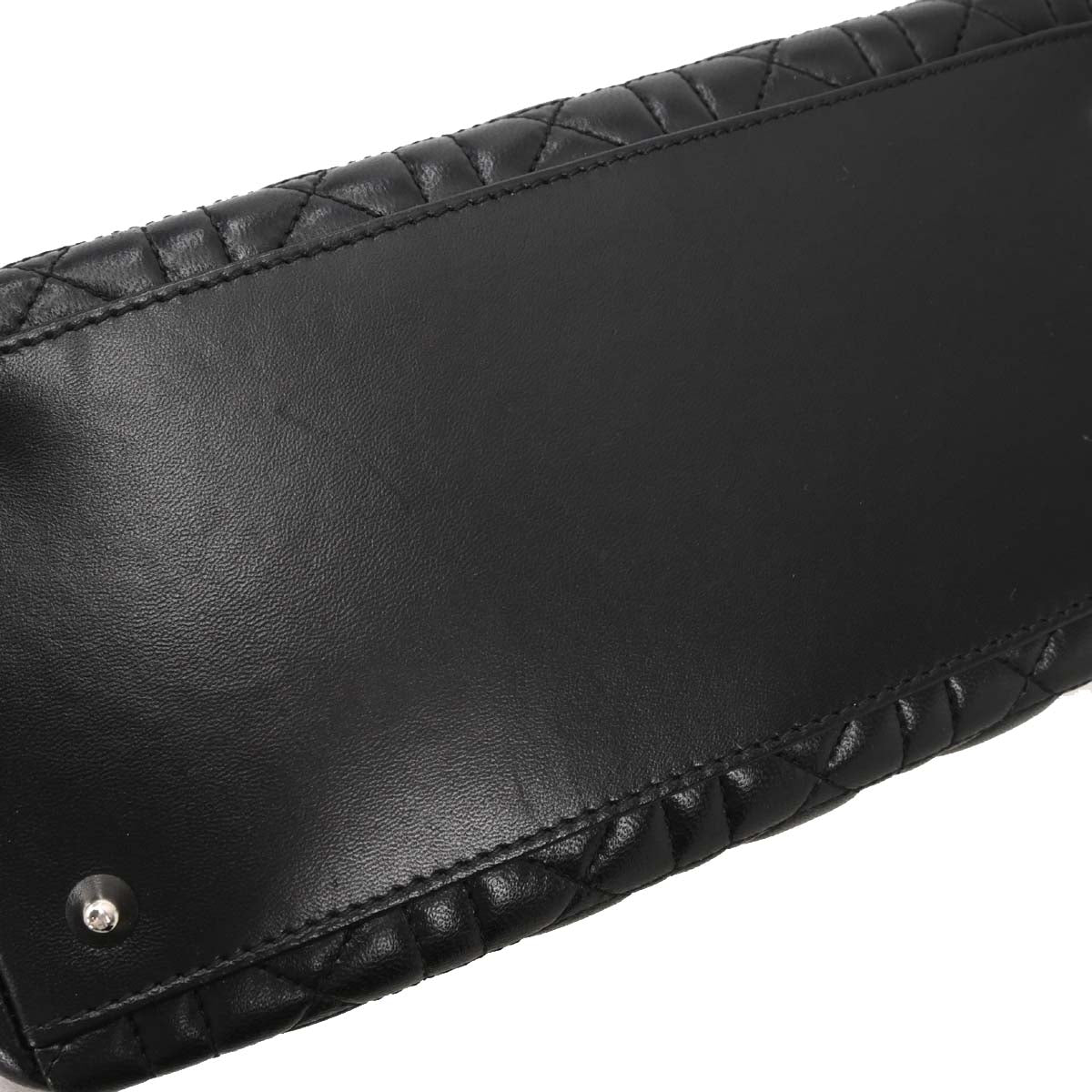 Christian Dior Black Lambskin Lady Dior Cannage 2way Shoulder Handbag