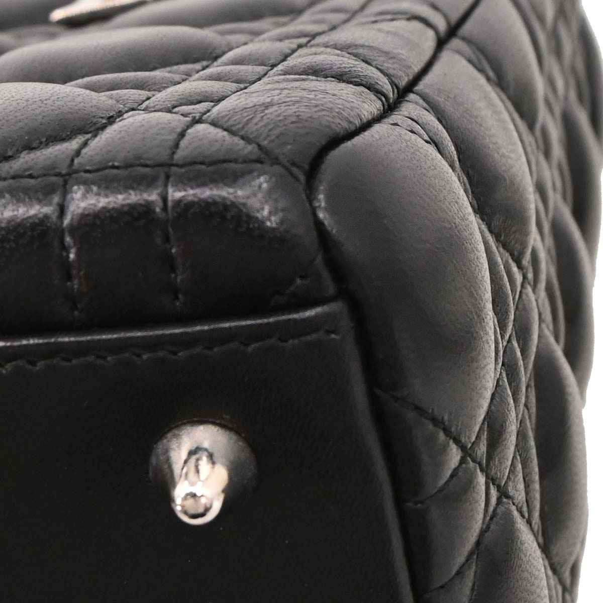 Christian Dior Black Lambskin Lady Dior Cannage 2way Shoulder Handbag