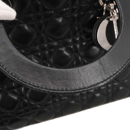 Christian Dior Black Lambskin Lady Dior Cannage 2way Shoulder Handbag