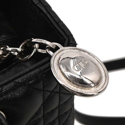 Christian Dior Black Lambskin Lady Dior Cannage 2way Shoulder Handbag