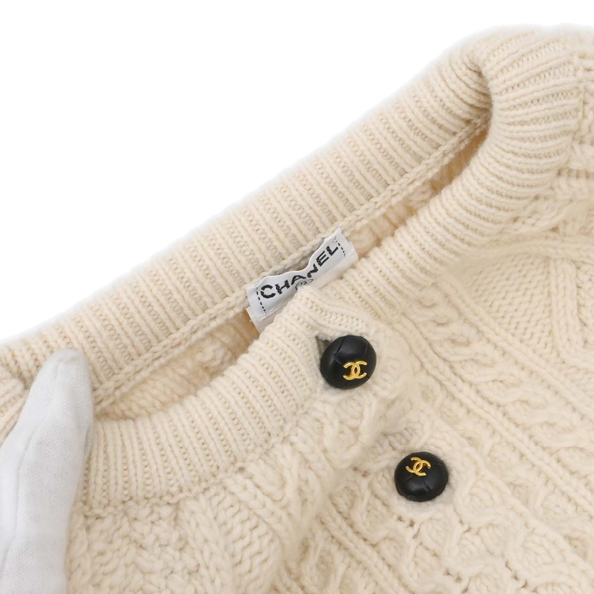 Chanel 1996 Fisherman Cardigan White #44