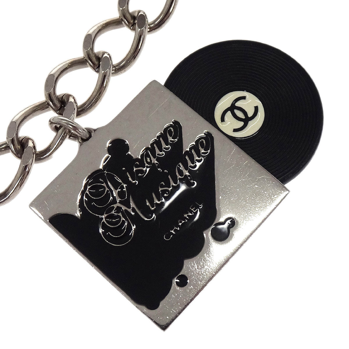 Chanel Record Cassette Tape Chain Belt Silver Rhinestone 04P