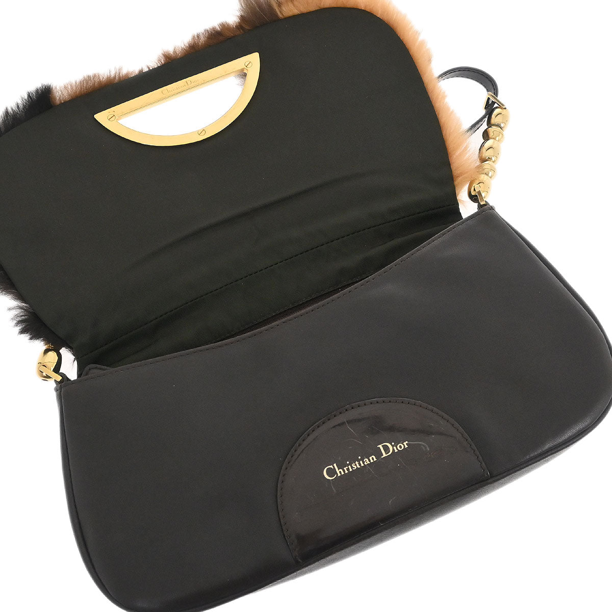 Christian Dior * Brown Fur Malice Handbag