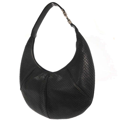 Salvatore Ferragamo * Black Python Gancini Hobo Handbag