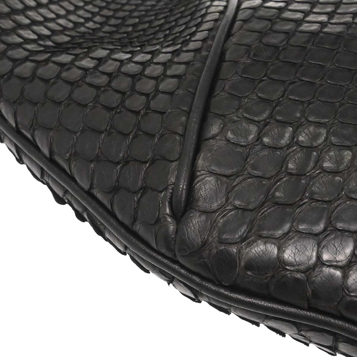 Salvatore Ferragamo * Black Python Gancini Hobo Handbag