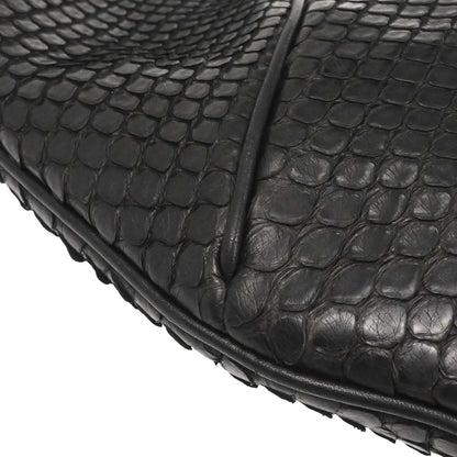 Salvatore Ferragamo * Black Python Gancini Hobo Handbag