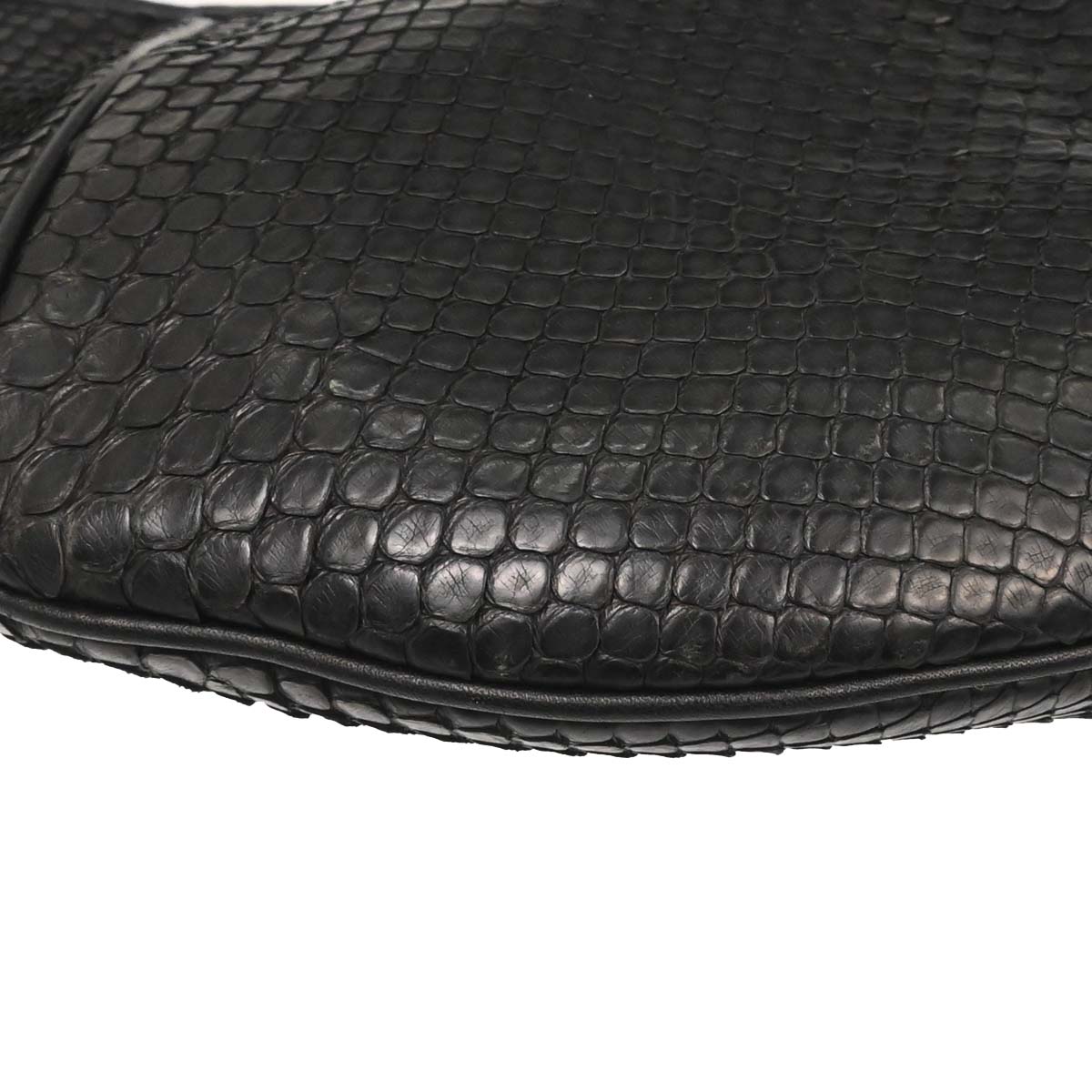 Salvatore Ferragamo * Black Python Gancini Hobo Handbag