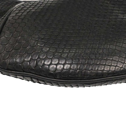Salvatore Ferragamo * Black Python Gancini Hobo Handbag