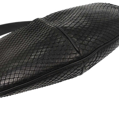 Salvatore Ferragamo * Black Python Gancini Hobo Handbag