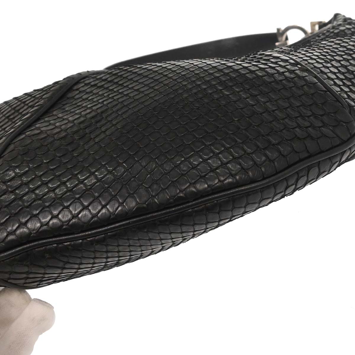 Salvatore Ferragamo * Black Python Gancini Hobo Handbag