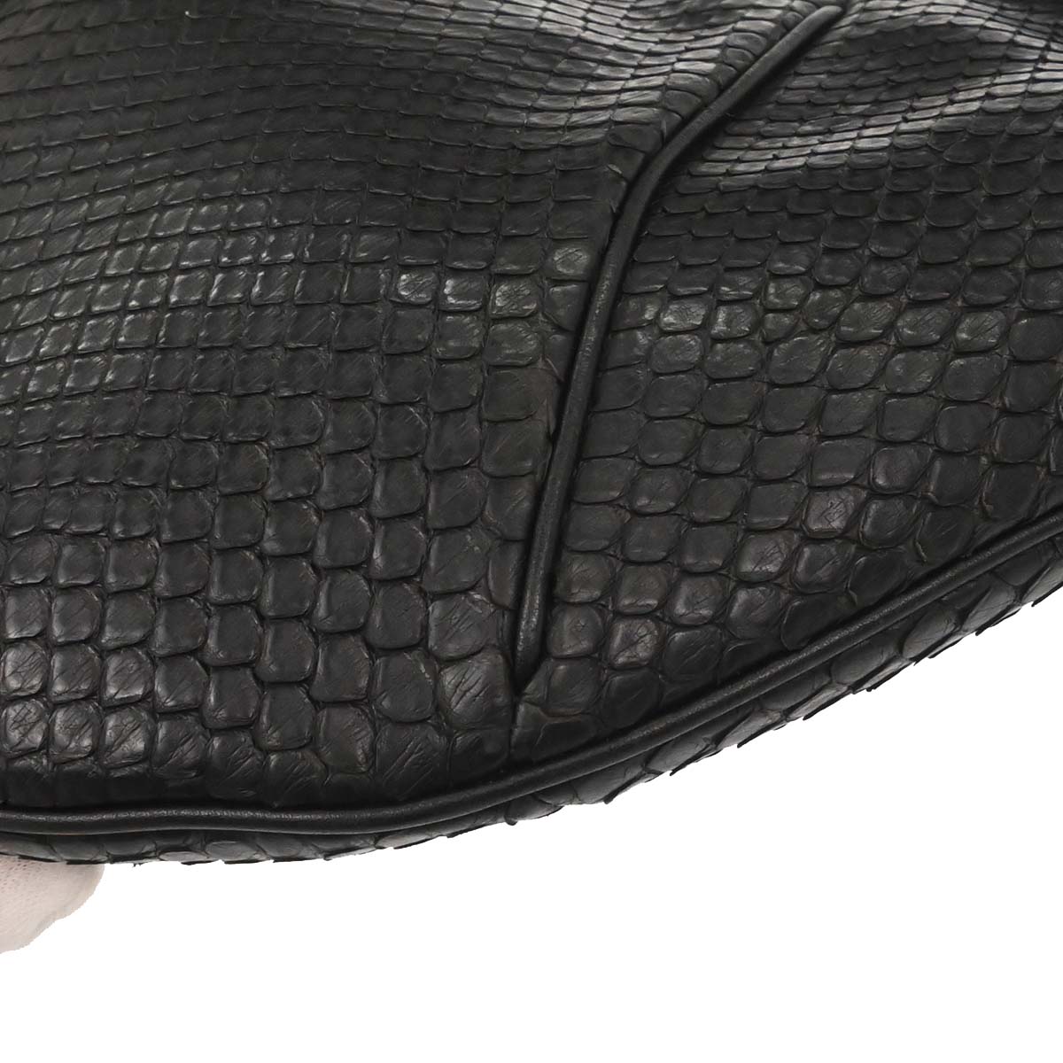 Salvatore Ferragamo * Black Python Gancini Hobo Handbag
