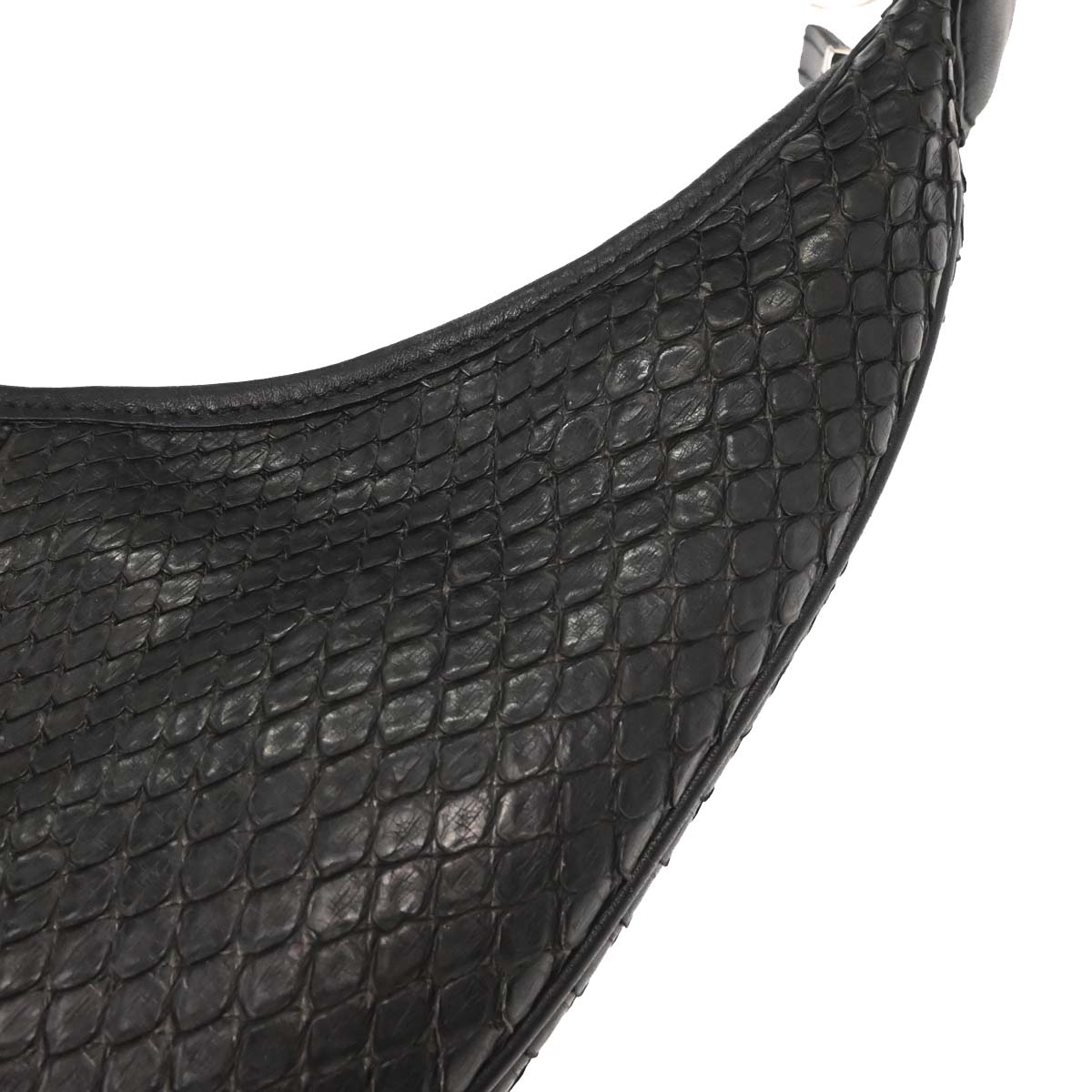 Salvatore Ferragamo * Black Python Gancini Hobo Handbag