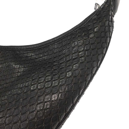 Salvatore Ferragamo * Black Python Gancini Hobo Handbag