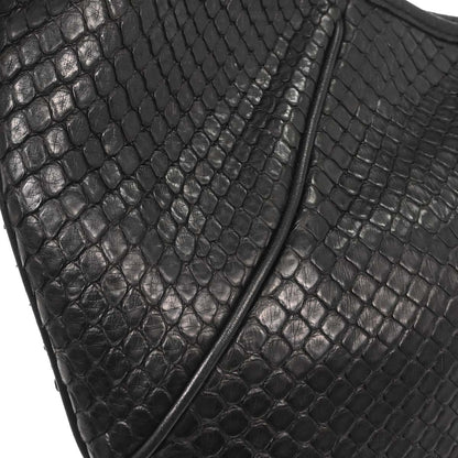 Salvatore Ferragamo * Black Python Gancini Hobo Handbag
