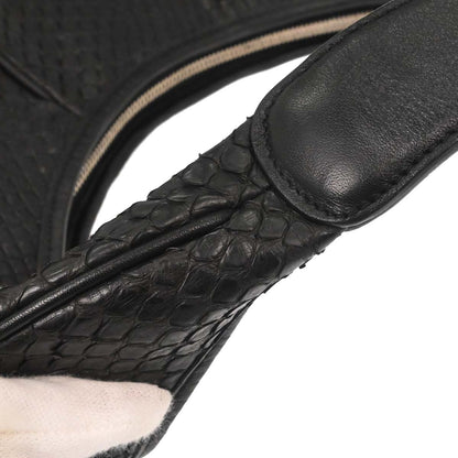 Salvatore Ferragamo * Black Python Gancini Hobo Handbag