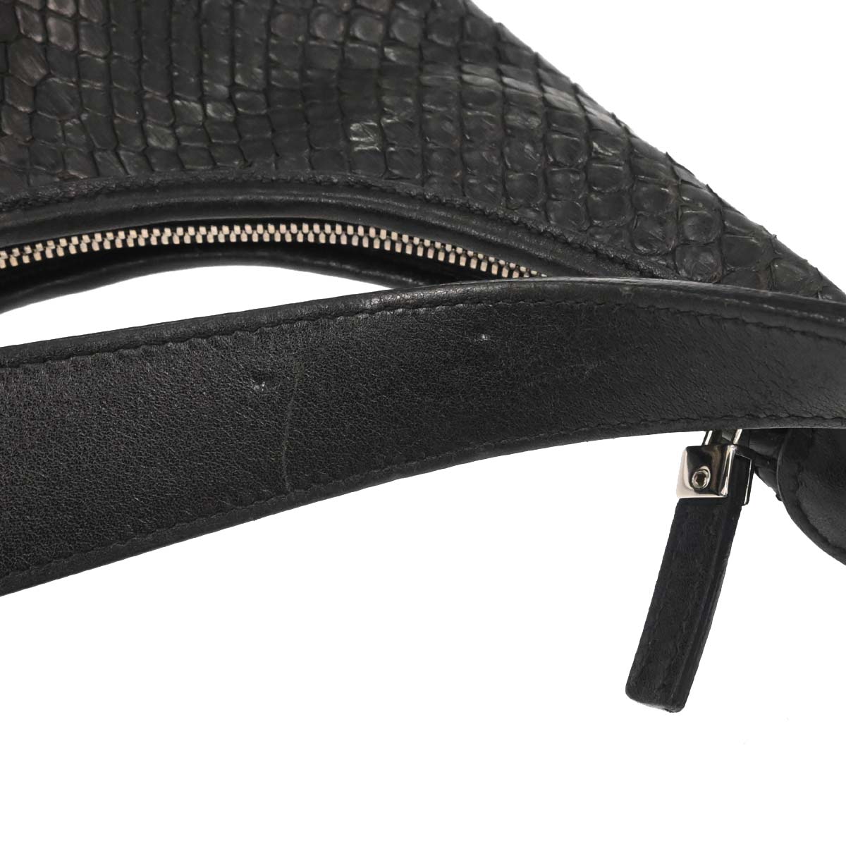 Salvatore Ferragamo * Black Python Gancini Hobo Handbag