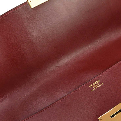Hermes Rouge H Box Calf Quirus Clutch Bag