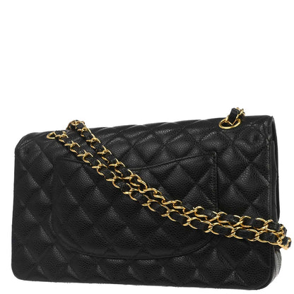 Chanel Black Caivar Medium Classic Double Flap Shoulder Bag