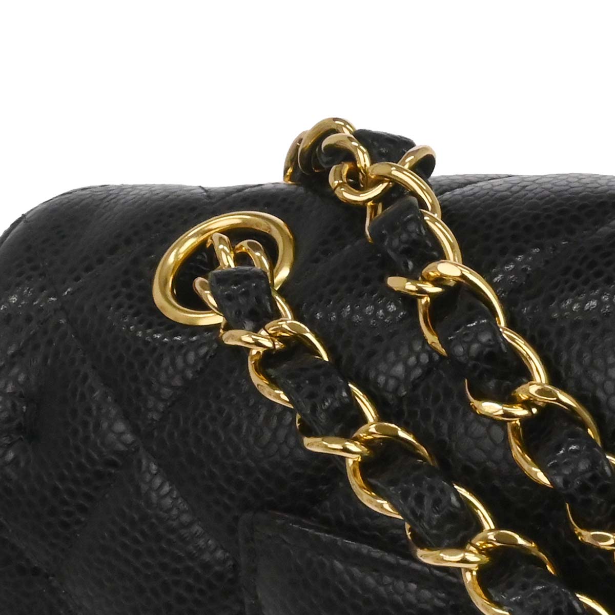 Chanel Black Caivar Medium Classic Double Flap Shoulder Bag