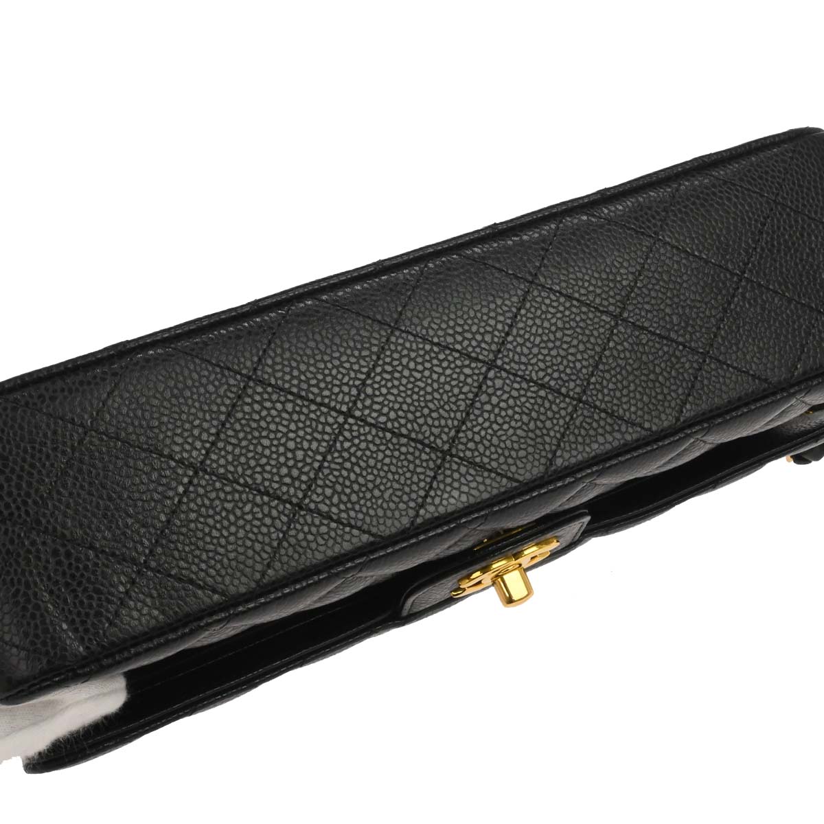 Chanel Black Caivar Medium Classic Double Flap Shoulder Bag