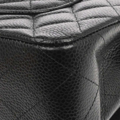 Chanel Black Caivar Medium Classic Double Flap Shoulder Bag