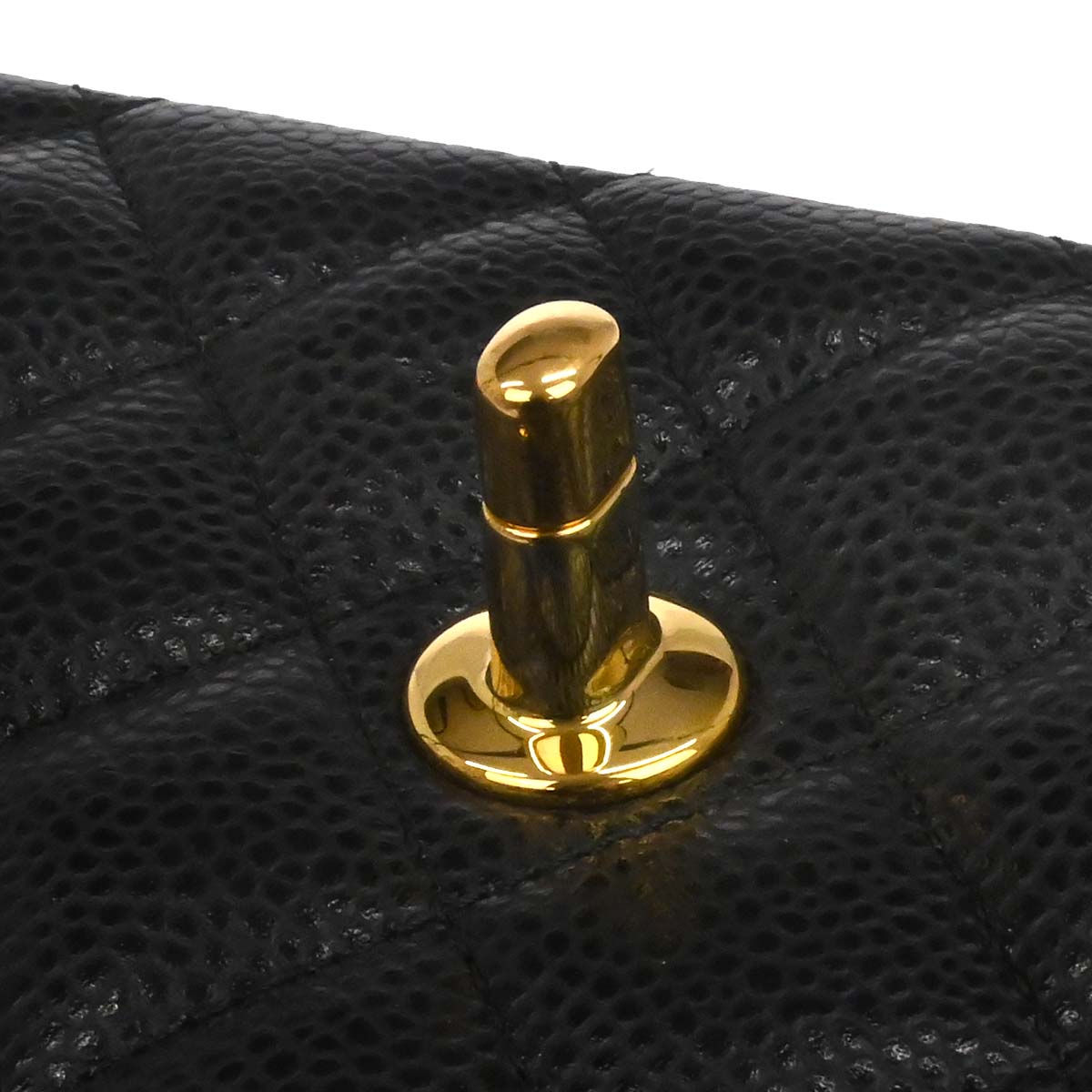 Chanel Black Caivar Medium Classic Double Flap Shoulder Bag