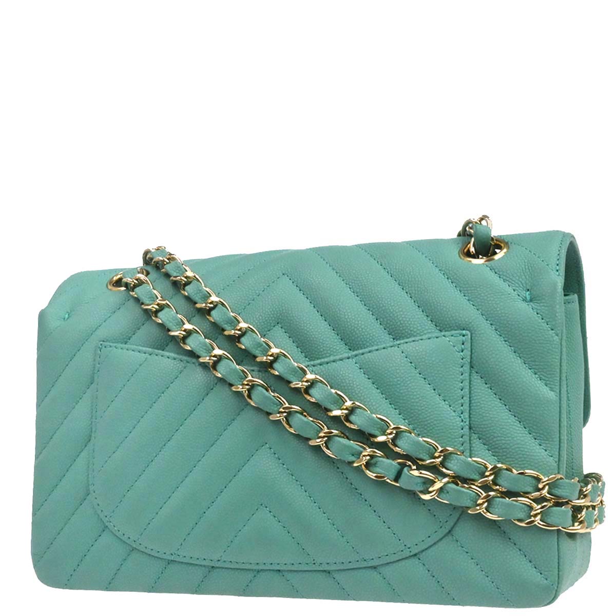 Chanel 2019 Emerald Green Caviar Small Classic Double Flap Shoulder Bag