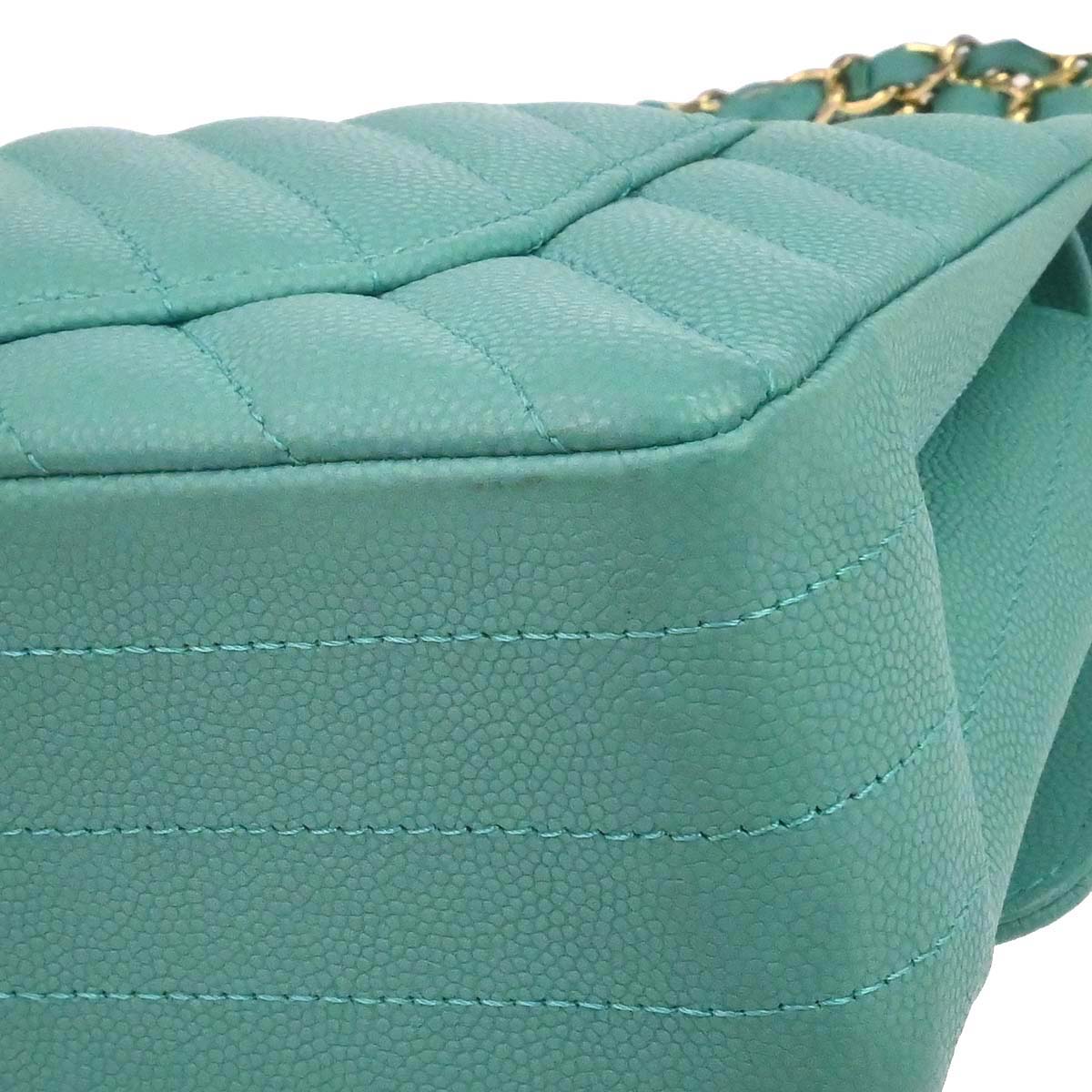 Chanel 2019 Emerald Green Caviar Small Classic Double Flap Shoulder Bag