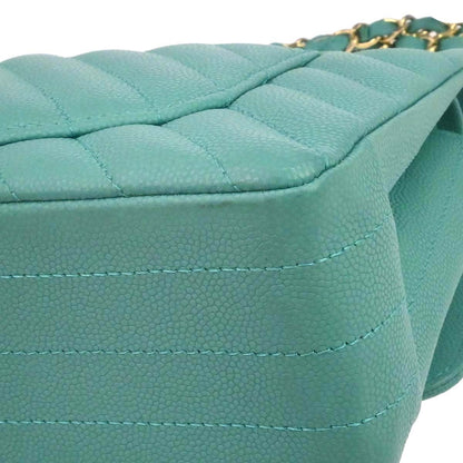Chanel 2019 Emerald Green Caviar Small Classic Double Flap Shoulder Bag