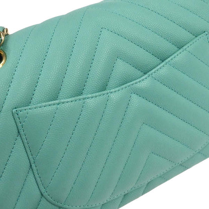 Chanel 2019 Emerald Green Caviar Small Classic Double Flap Shoulder Bag