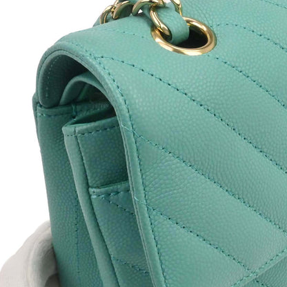Chanel 2019 Emerald Green Caviar Small Classic Double Flap Shoulder Bag