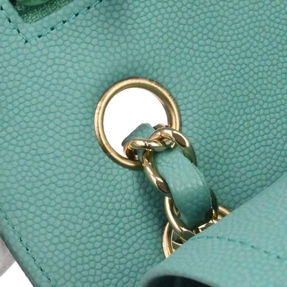 Chanel 2019 Emerald Green Caviar Small Classic Double Flap Shoulder Bag