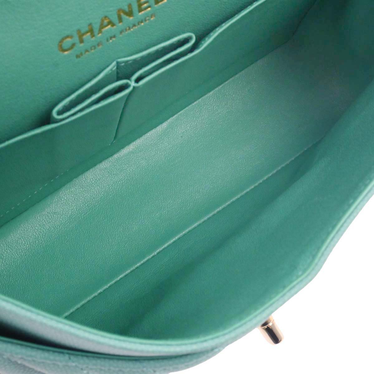 Chanel 2019 Emerald Green Caviar Small Classic Double Flap Shoulder Bag