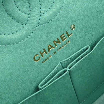 Chanel 2019 Emerald Green Caviar Small Classic Double Flap Shoulder Bag