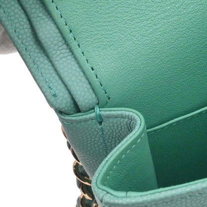 Chanel 2019 Emerald Green Caviar Small Classic Double Flap Shoulder Bag