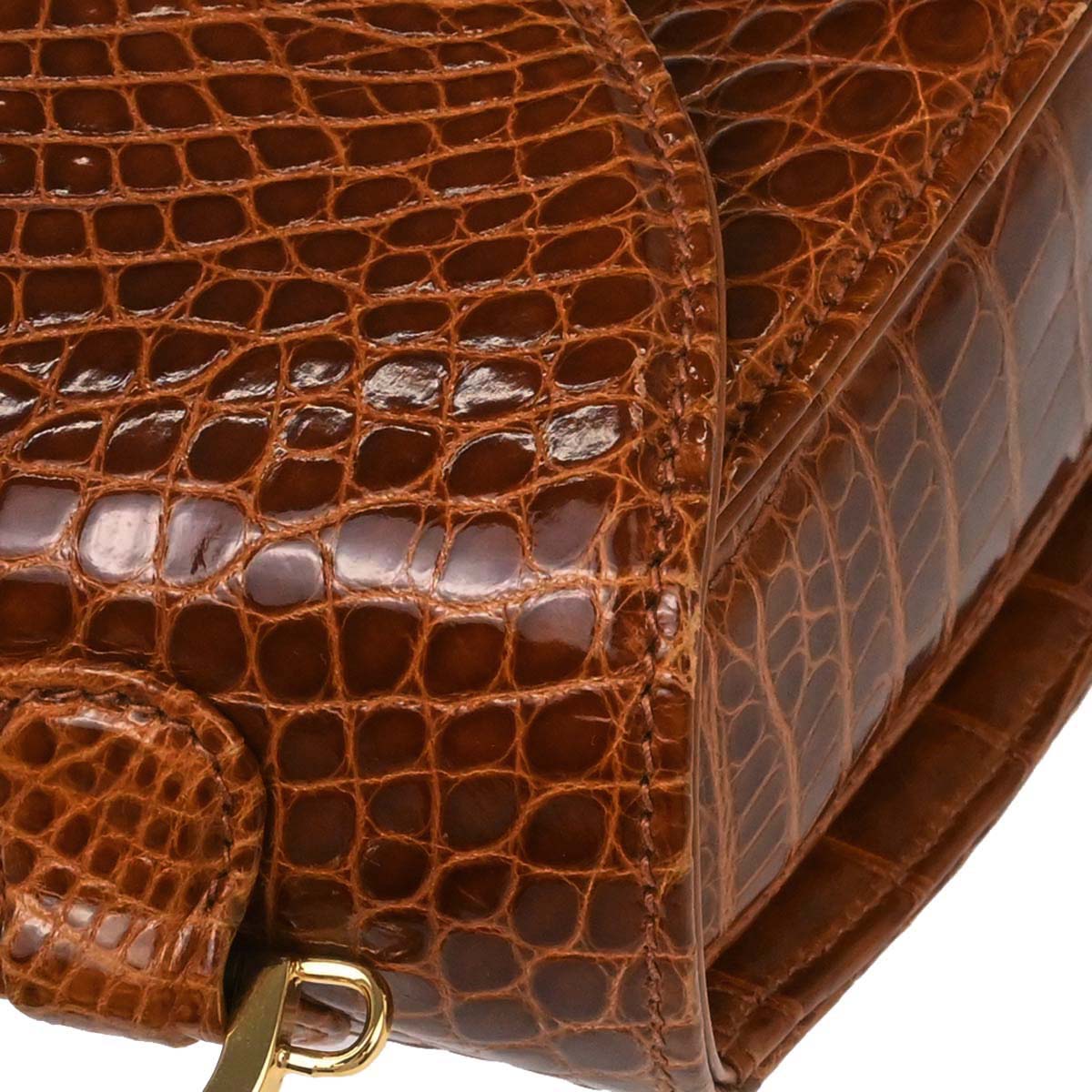 Gucci * Brown Crocodile Bamboo Handbag