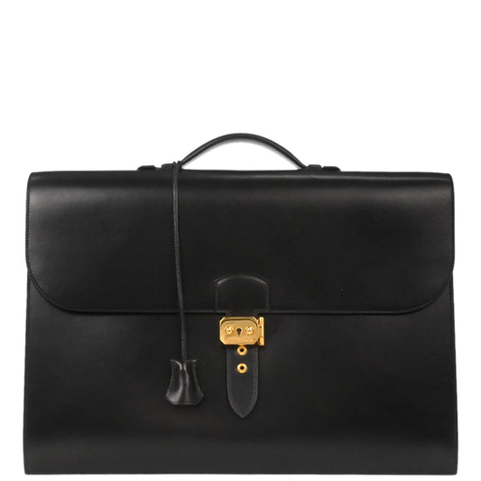 Hermes Black Box Calf Sac a Depeches 41 Business Bag Handbag