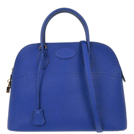 Hermes Blue France Fjord Bolide 35 2way Shoulder Handbag