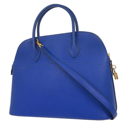 Hermes Blue France Fjord Bolide 35 2way Shoulder Handbag