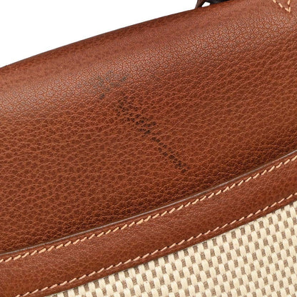 Hermes Beige Brown Toile GM Buffalo Sac a Depeches DPLG 2way Shoulder Handbag