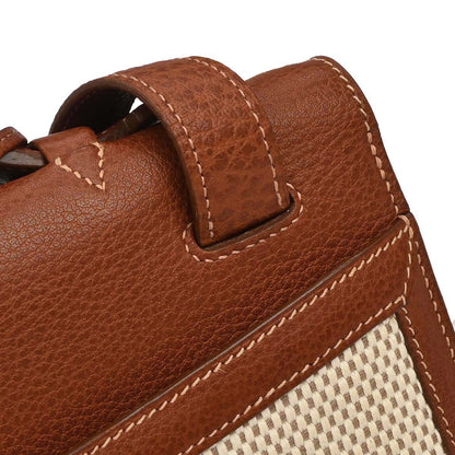 Hermes Beige Brown Toile GM Buffalo Sac a Depeches DPLG 2way Shoulder Handbag