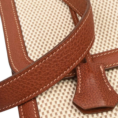 Hermes Beige Brown Toile GM Buffalo Sac a Depeches DPLG 2way Shoulder Handbag