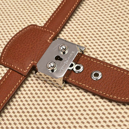 Hermes Beige Brown Toile GM Buffalo Sac a Depeches DPLG 2way Shoulder Handbag