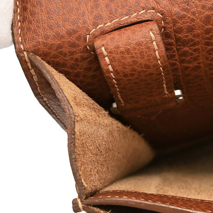 Hermes Beige Brown Toile GM Buffalo Sac a Depeches DPLG 2way Shoulder Handbag