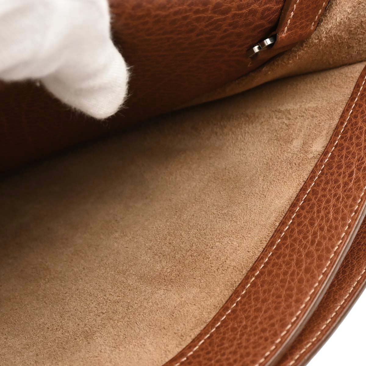 Hermes Beige Brown Toile GM Buffalo Sac a Depeches DPLG 2way Shoulder Handbag